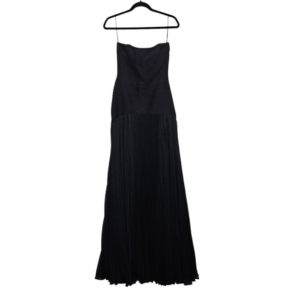Alexis Sunniva Pleated Strapless Black Maxi Dress Gown - Picture 3 of 13